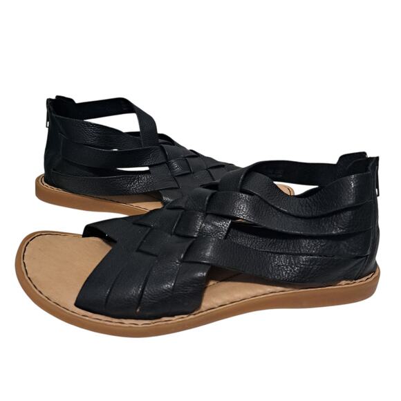 Born Iwa Woven Moto Boho Leather Sandal Rubber Soles Size 9 Black - Picture 7 of 11